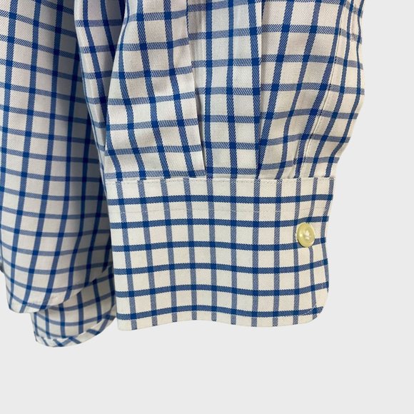 Peter Millar Dress Shirt Mens Large Blue Check Twill Button Down Long Sleeve - Picture 8 of 11